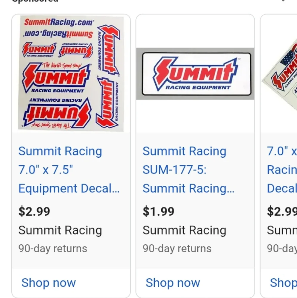 Vintage Summit Racing Equipment Sticker Set - Picture 5 of 7